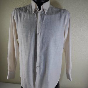 Versace Classic Men Long Sleeve Logo Print Dress Cream White Shirt Size 41 / 16